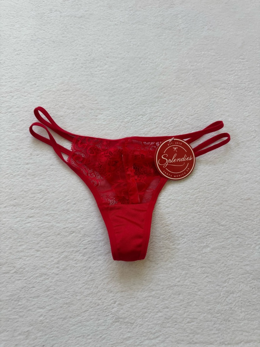 Splendies Red Lace Strappy Thong